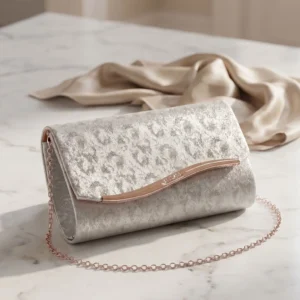 Silver Fancy Clutch For Ladies