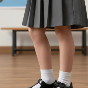 Girls Black Velcro Strap School