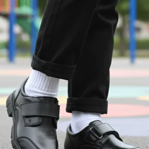 Boys Black Velcro Strap School Shoes SK1117